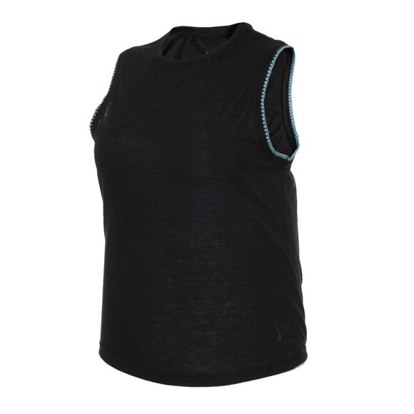 NEW Nike Tank Top Yoga Black Crochet Trim Dri-Fit Loose Fit Women's Size Large - Picture 5 of 10